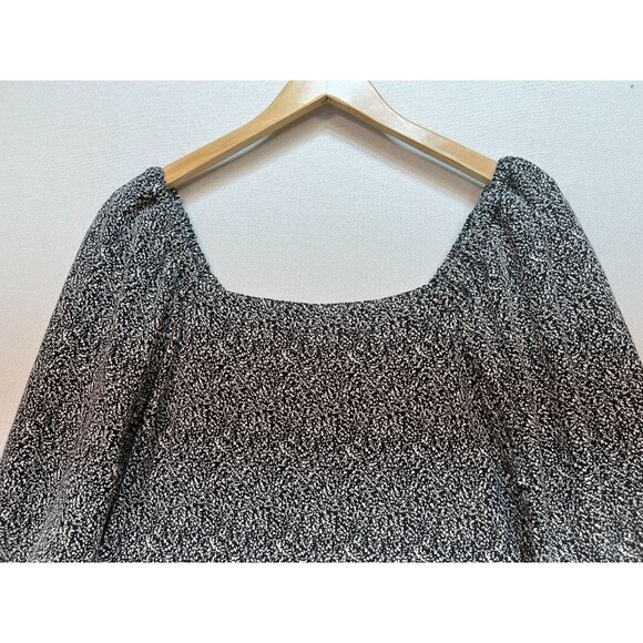 Loft Womens Cozy Square Neck Shift Dress Long Sleeve Size M Black White Speckled - Picture 3 of 12